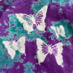 Beach summer Hawaiian dress Sarong 45” by 56” + fringes purple white butterflies